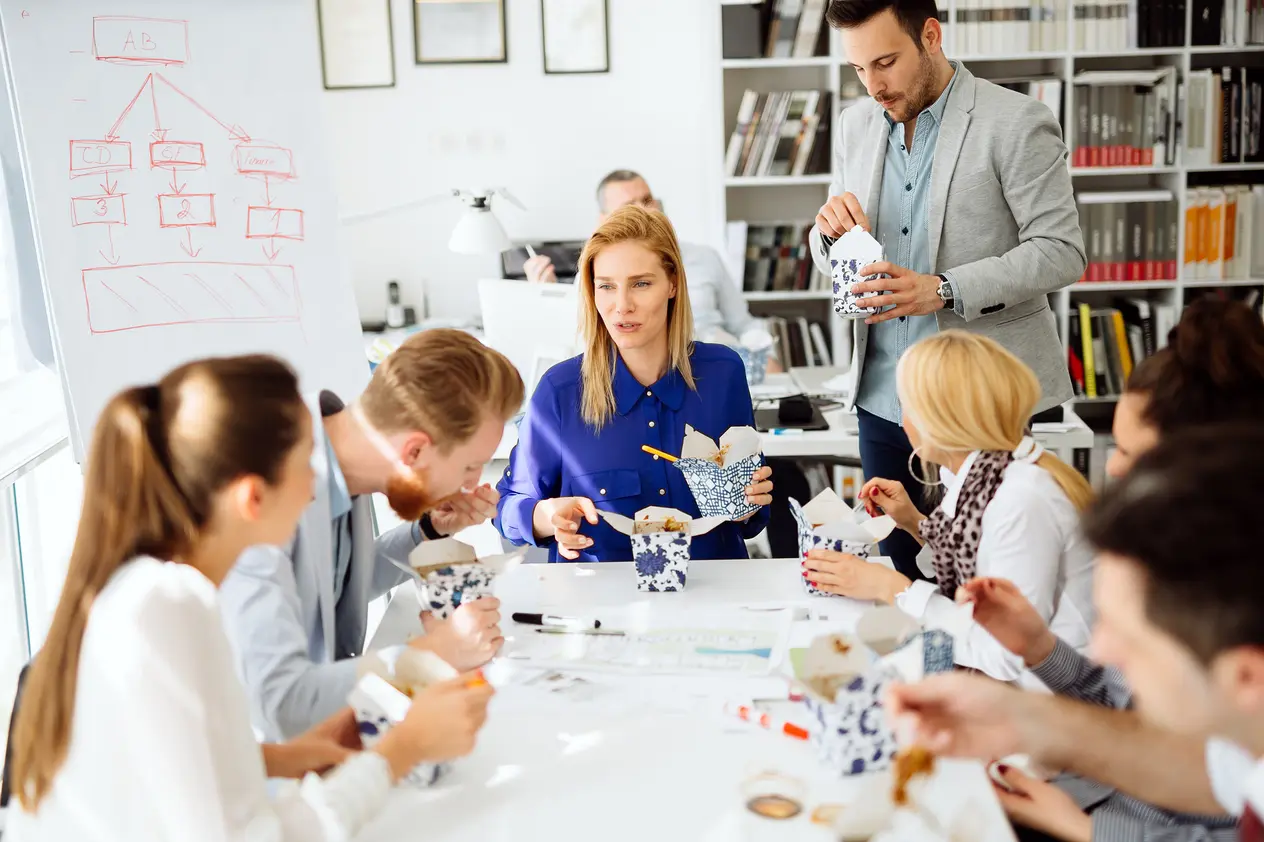 Office lunch scene